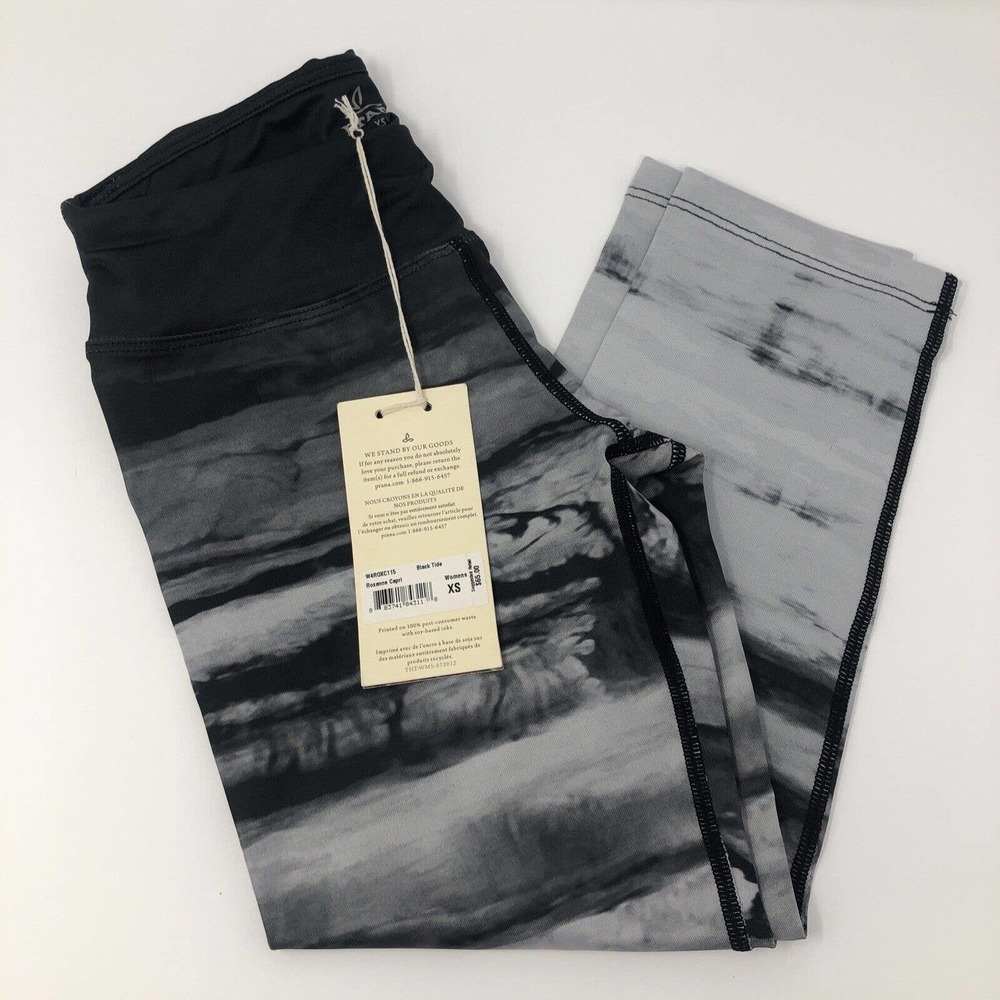 PrAna Roxanne Capri Black Tide Yoga Workout Leggings Size XS‎ NWT